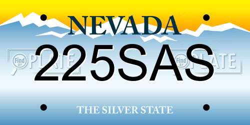 225SAS Nevada License Plate