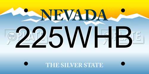 225WHB Nevada License Plate