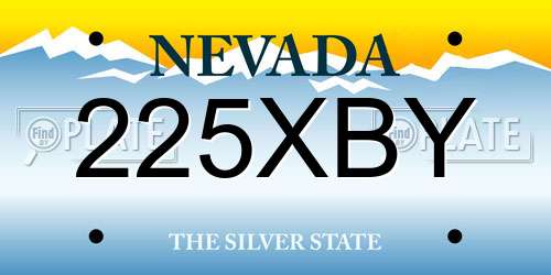 225XBY Nevada License Plate