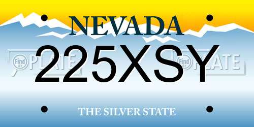 225XSY Nevada License Plate