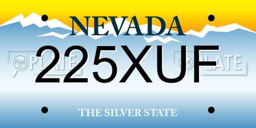 225XUF Nevada License Plate