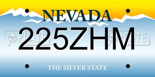 225ZHM Nevada License Plate