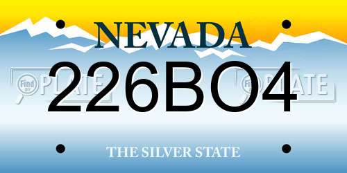 226BO4 Nevada License Plate