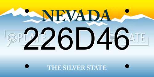 226D46 Nevada License Plate