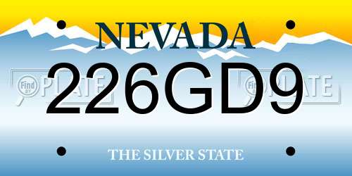 226GD9 Nevada License Plate