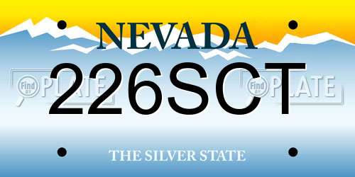 226SCT Nevada License Plate
