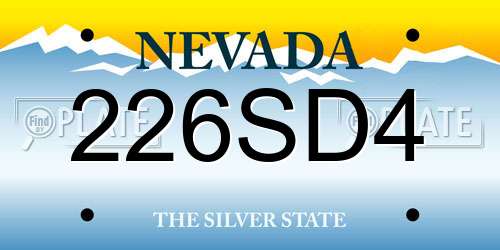 226SD4 Nevada License Plate