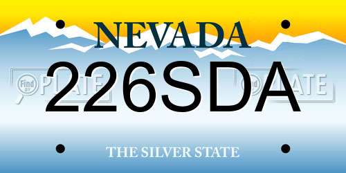 226SDA Nevada License Plate