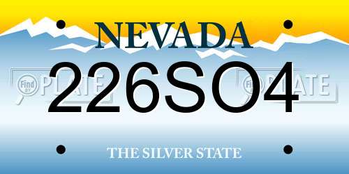 226SO4 Nevada License Plate