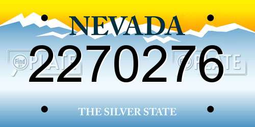 2270276 Nevada License Plate