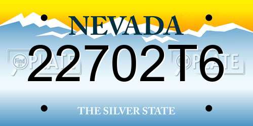 22702T6 Nevada License Plate