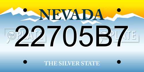 22705B7 Nevada License Plate