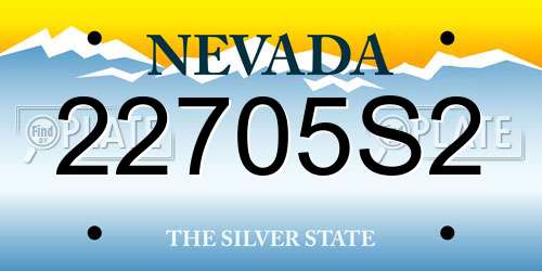 22705S2 Nevada License Plate