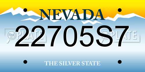 22705S7 Nevada License Plate