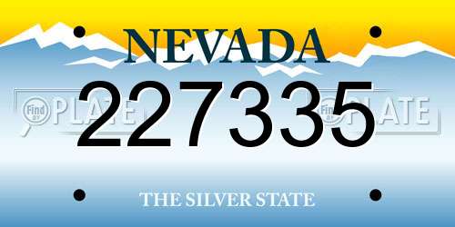227335 Nevada License Plate