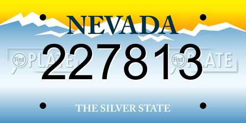 227813 Nevada License Plate