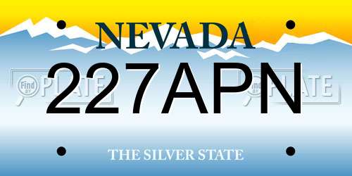 227APN Nevada License Plate