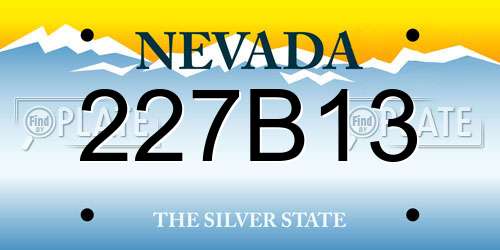 227B13 Nevada License Plate