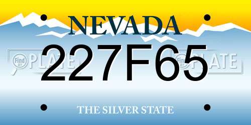 227F65 Nevada License Plate