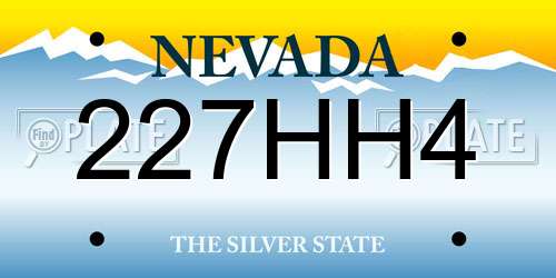 227HH4 Nevada License Plate