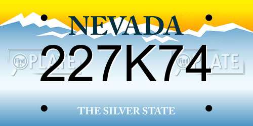 227K74 Nevada License Plate