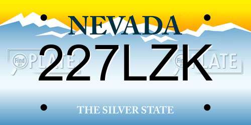 227LZK Nevada License Plate