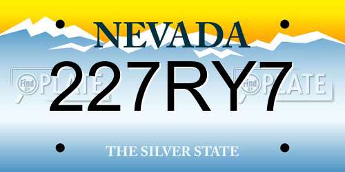 227RY7 Nevada License Plate