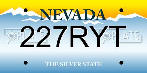 227RYT Nevada License Plate