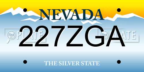 227ZGA Nevada License Plate