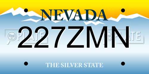 227ZMN Nevada License Plate
