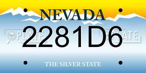 2281D6 Nevada License Plate