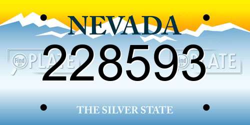 228593 Nevada License Plate