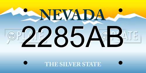2285AB Nevada License Plate