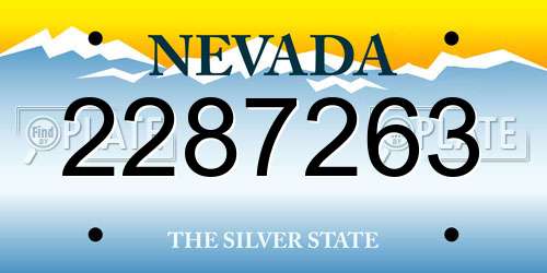 2287263 Nevada License Plate
