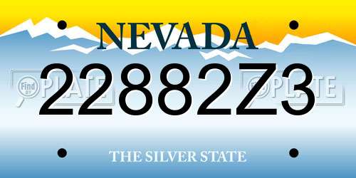 22882Z3 Nevada License Plate