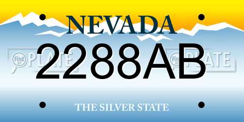 2288AB Nevada License Plate