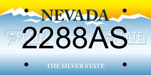 2288AS Nevada License Plate