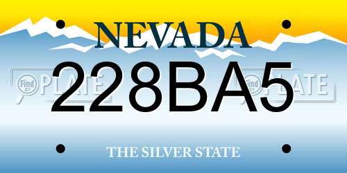 228BA5 Nevada License Plate