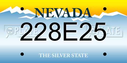 228E25 Nevada License Plate