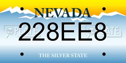 228EE8 Nevada License Plate