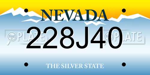228J40 Nevada License Plate