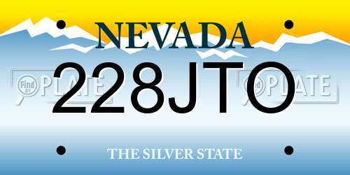 228JTO Nevada License Plate