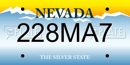 228MA7 Nevada License Plate