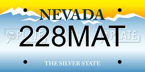228MAT Nevada License Plate