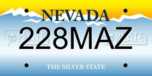 228MAZ Nevada License Plate
