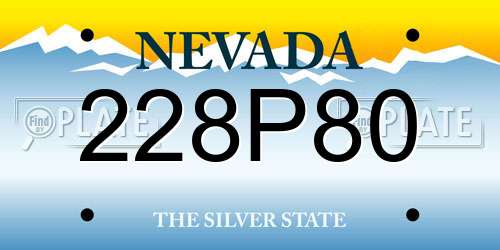 228P80 Nevada License Plate