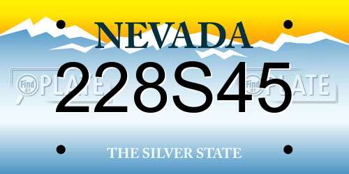 228S45 Nevada License Plate