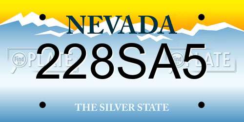 228SA5 Nevada License Plate