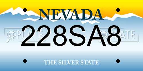 228SA8 Nevada License Plate