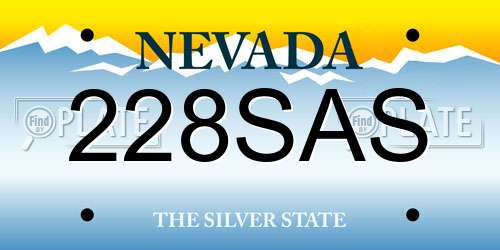 228SAS Nevada License Plate